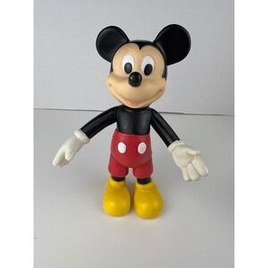 Vintage Disney Mickey Mouse Moving Arms and Legs 6.5" Inch Vinyl Toy Figure Doll